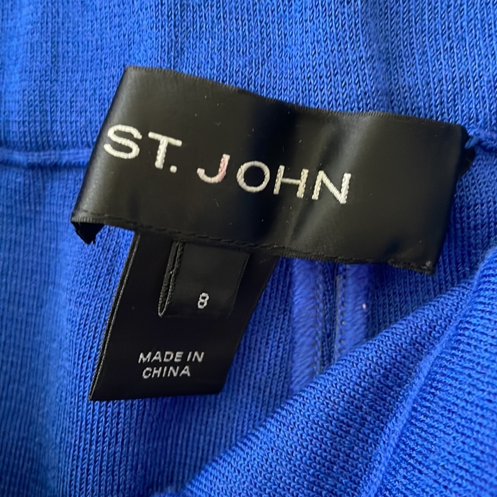 St John Cobalt blue wideleg knit pants stretchy waistband cobalt blue - Picture 4 of 4